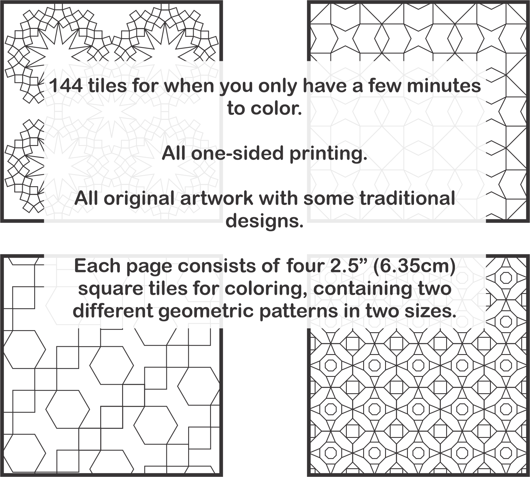 Color Tiles 3 – Geometric Patterns – A Pocket Size Coloring Book Back