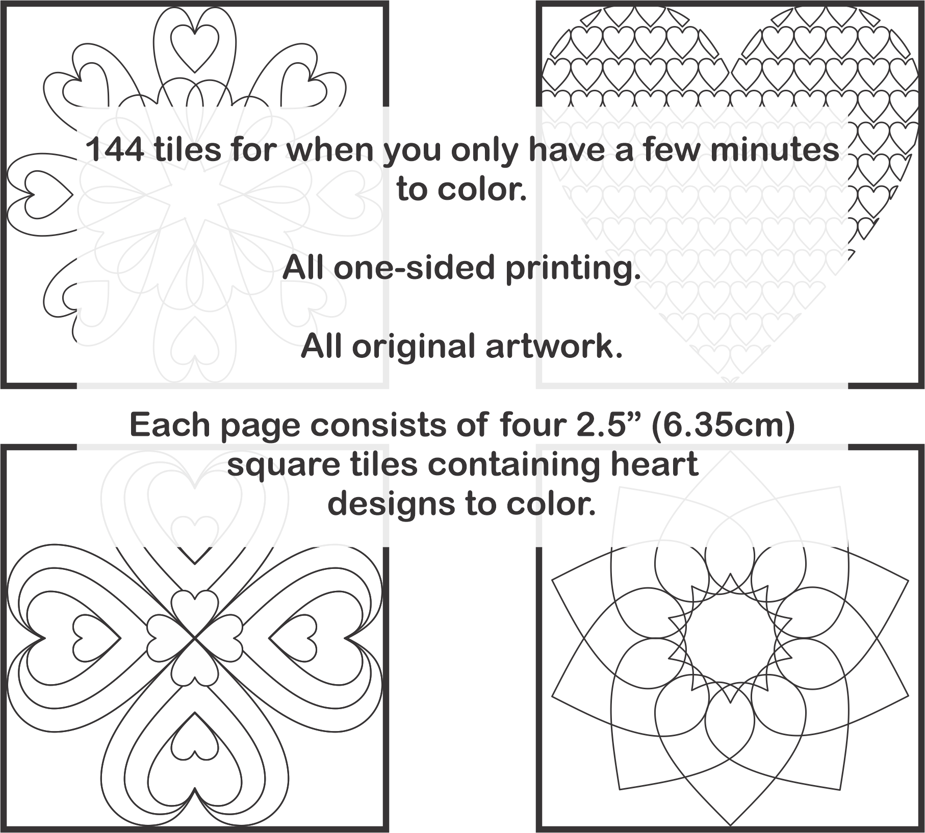 Color Tiles 5 – Hearts – A Pocket Size Coloring Book Back