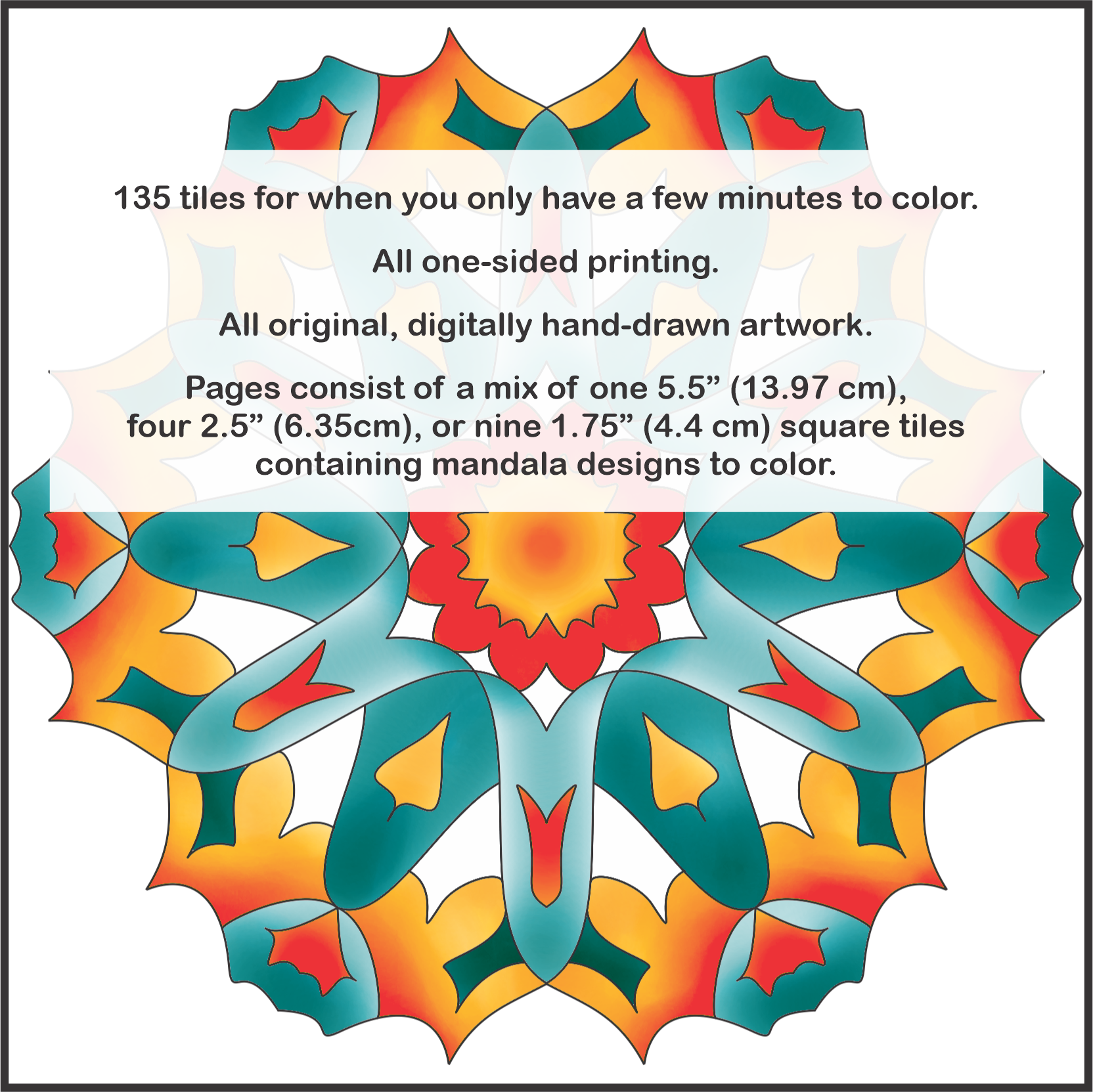 Color Tiles 6 – Hand-drawn Mandalas – A Pocket Size Coloring Book Back