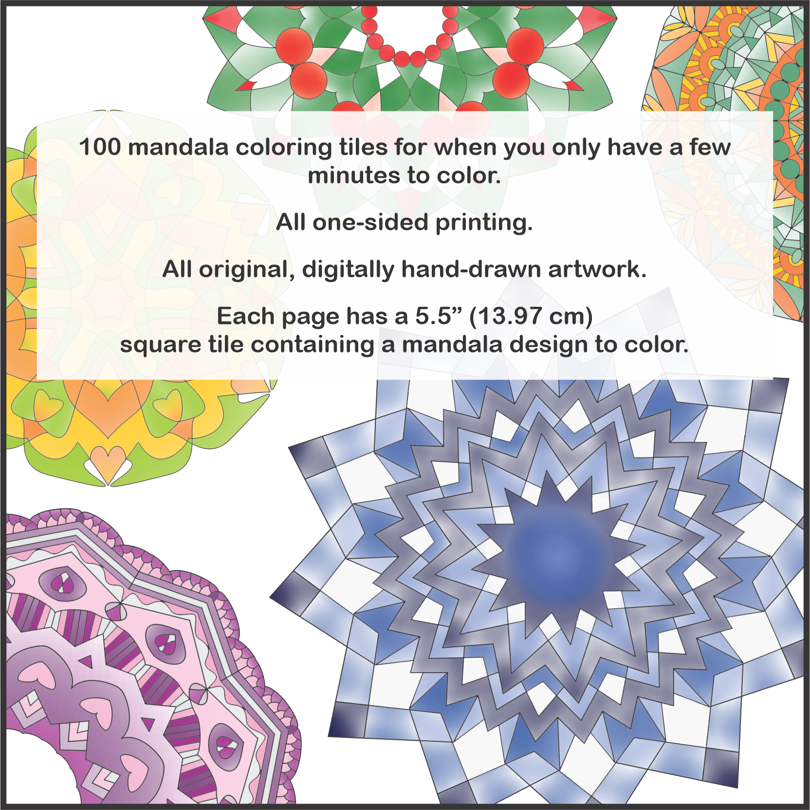 Color Tiles 7 – 100 Mandalas – A Pocket Size Coloring Book Back